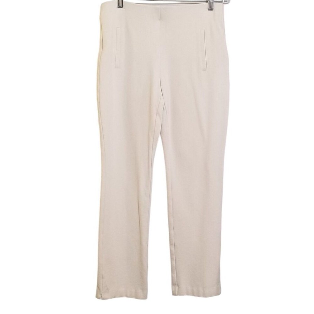 Chicos 0 Ankle Pants Womens S Slimming Beige Cropped 4 Way Stretch Wide Elastic